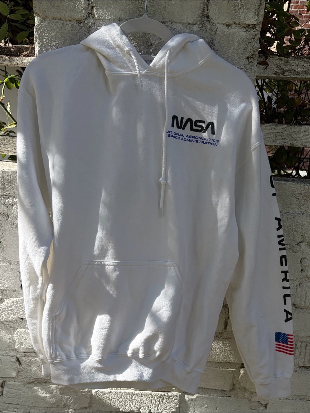 Official NASA White Hoodie Sweatshirt - Men's Pullover Hoodie